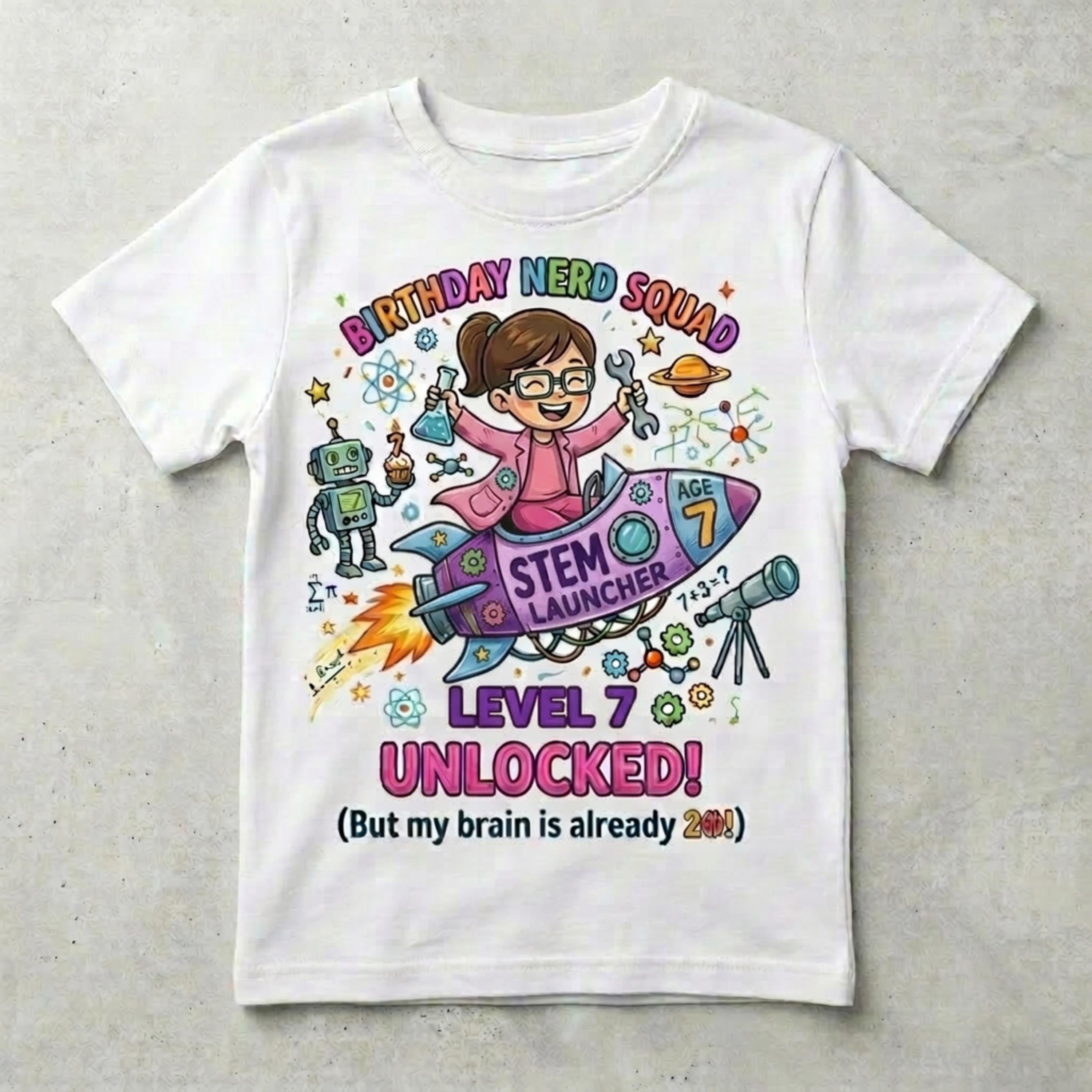Custom STEM Birthday Nerd Squad Unisex T-Shirt, Personalize age Tee