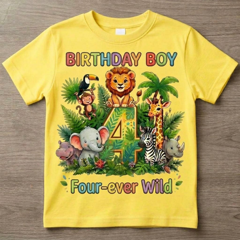 Custom Safari Birthday Boy Shirt, Personalized Jungle Animals Tee