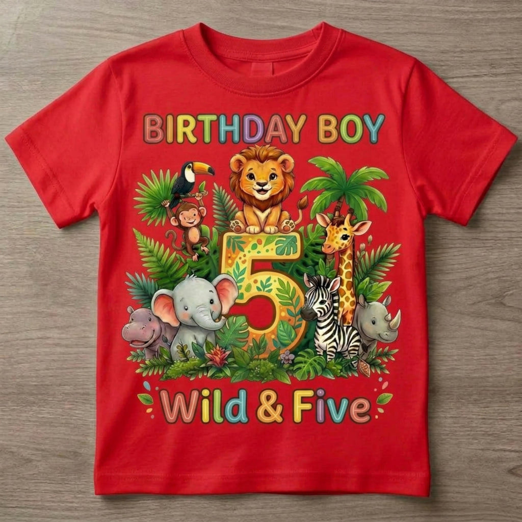 Custom Safari Birthday Boy Shirt, Personalized Jungle Animals Tee