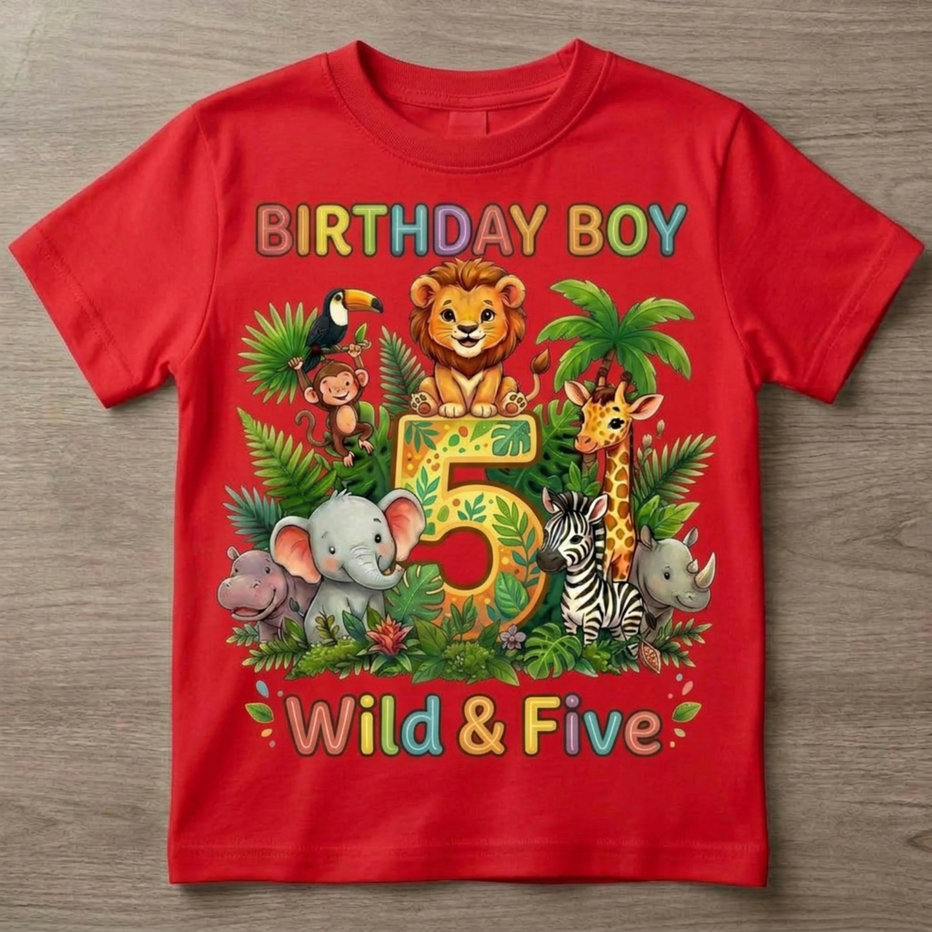 Custom Safari Birthday Boy Shirt, Personalized Jungle Animals Tee
