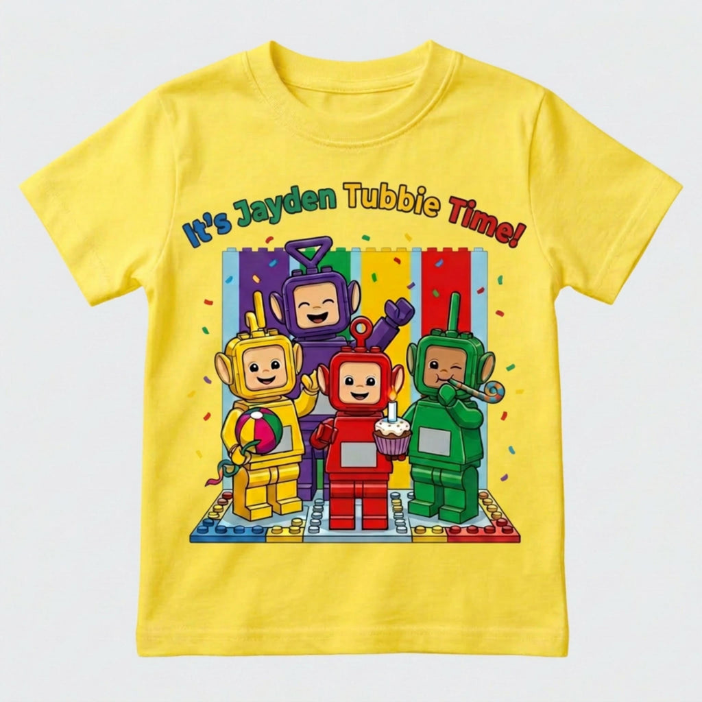 Custom Toddler Anime Blocks Birthday T-shirt, Personalize Boys and Girls Cartoon Tee