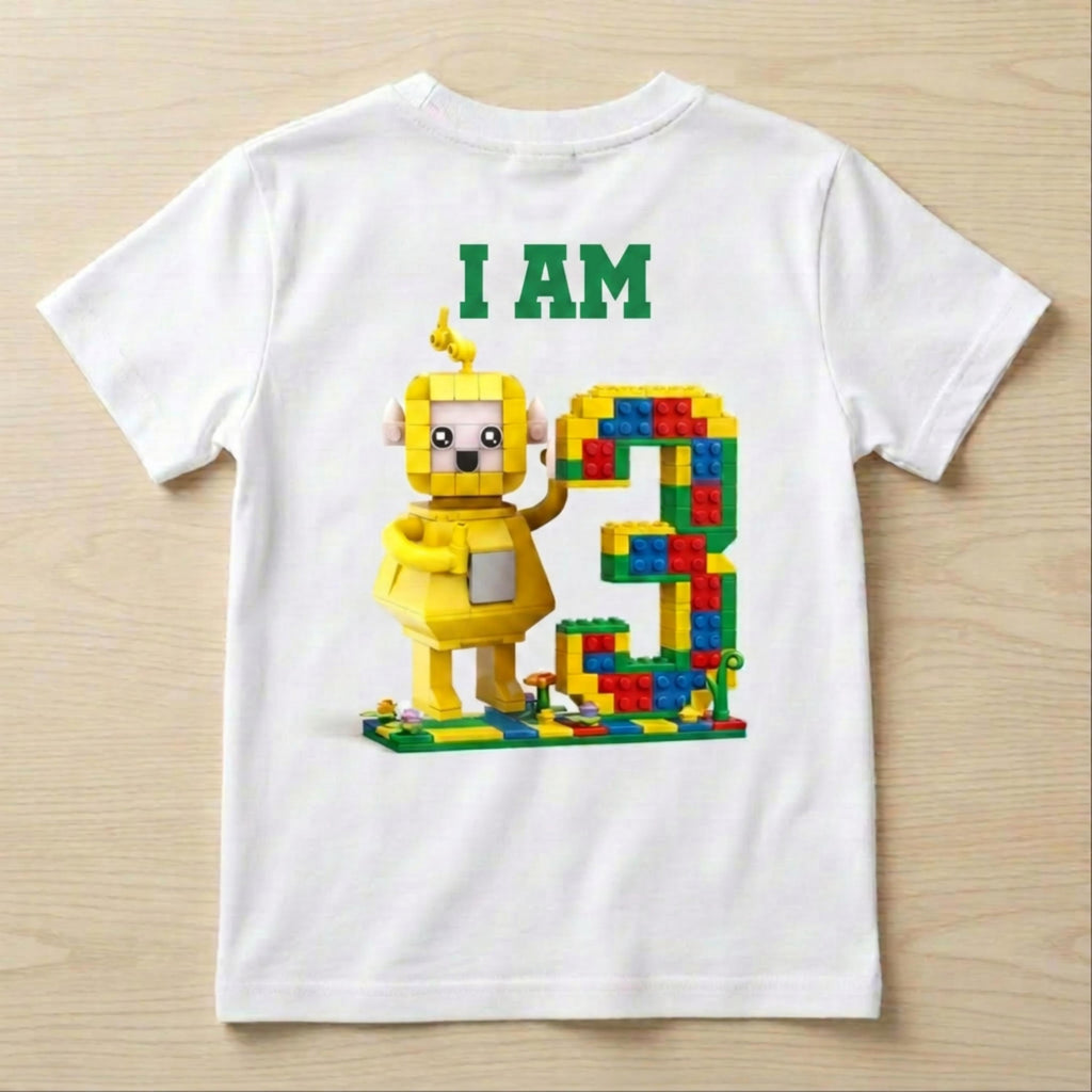 Custom Toddler Anime Blocks Birthday T-shirt, Personalize Boys and Girls Cartoon Tee