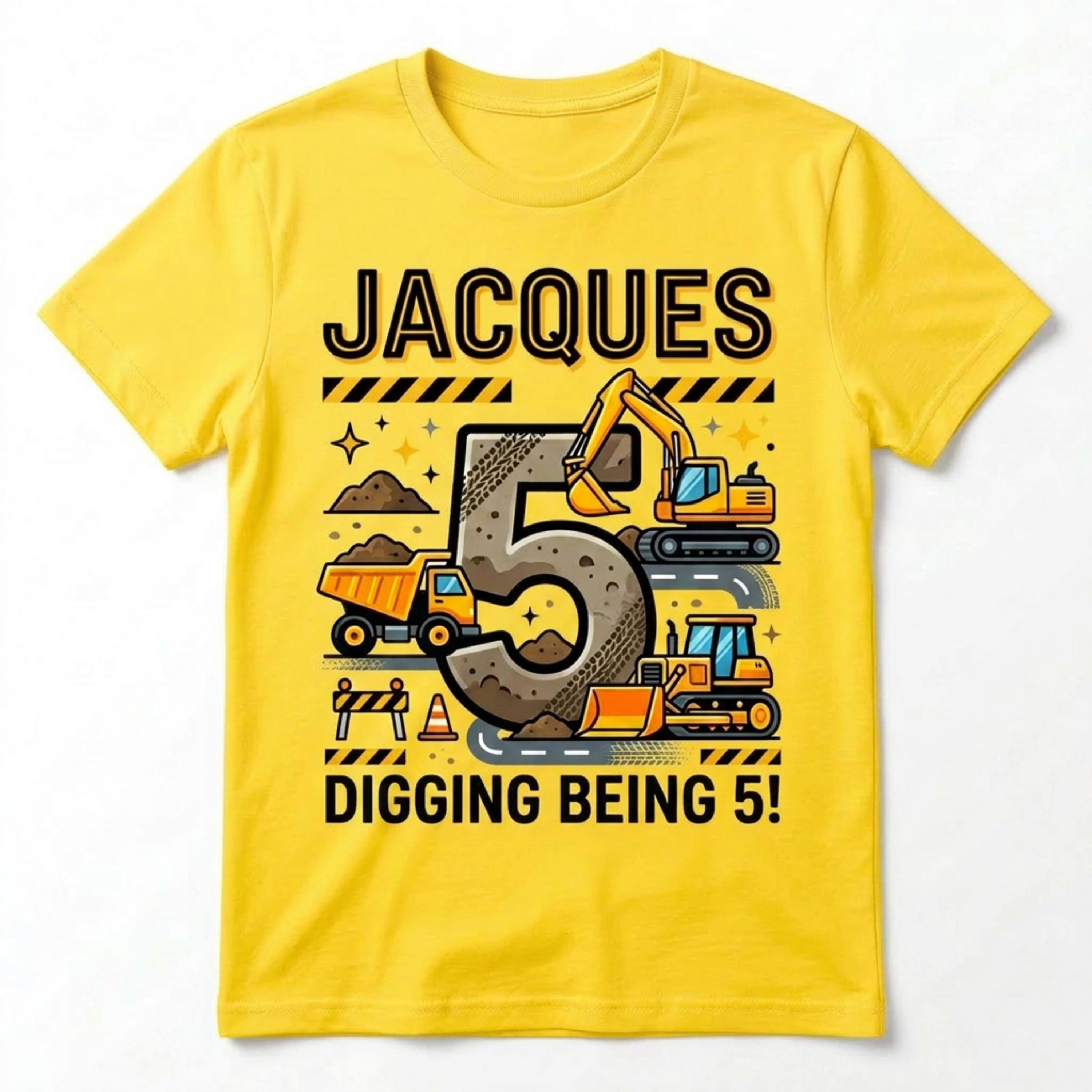 Custom Construction Truck Birthday Shirt, Personalized Name Age Tee