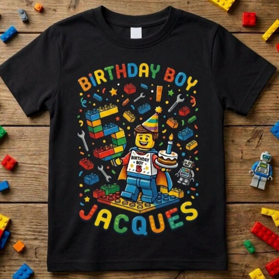 Custom Blocks Builder Birthday Boy Shirt, Personalized Tee
