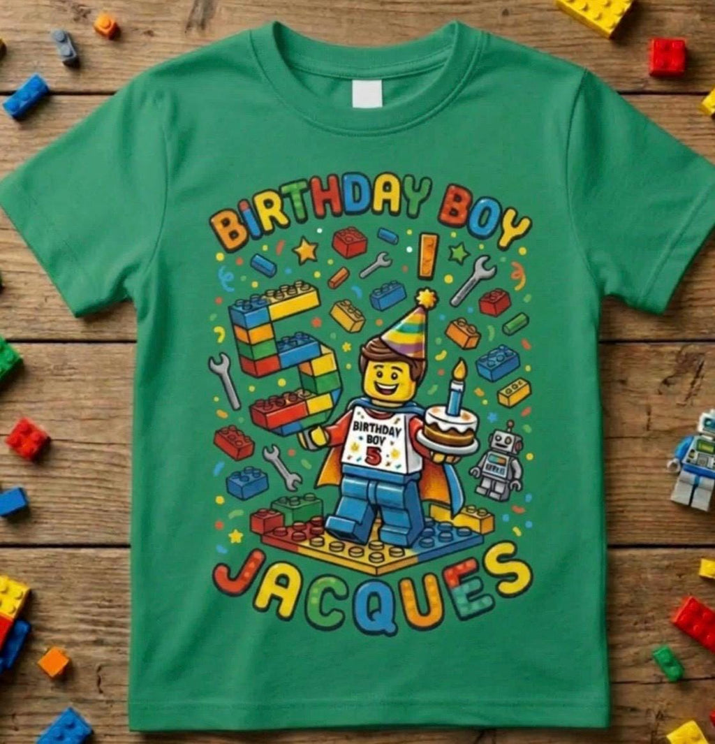 Custom Blocks Builder Birthday Boy Shirt, Personalized Tee