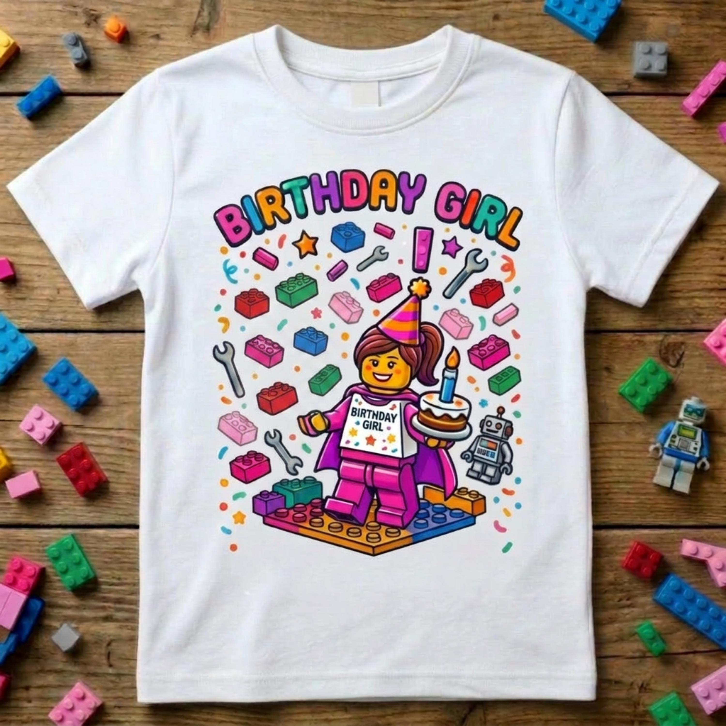 Custom Builder Birthday Girl Shirt, Personalized Block Tee