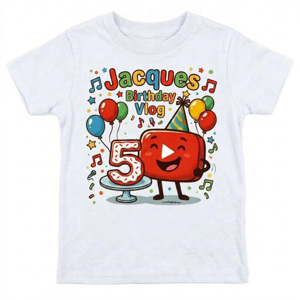 Custom YouTube Birthday T-Shirt, Personalized Unisex Boy and Girl YouTube Theme party tee