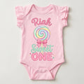 Custom Sweet ONE 1st Birthday Infant Ruffled Sleeves Onesie, TWO Sweet Personalized Name and Age Tee