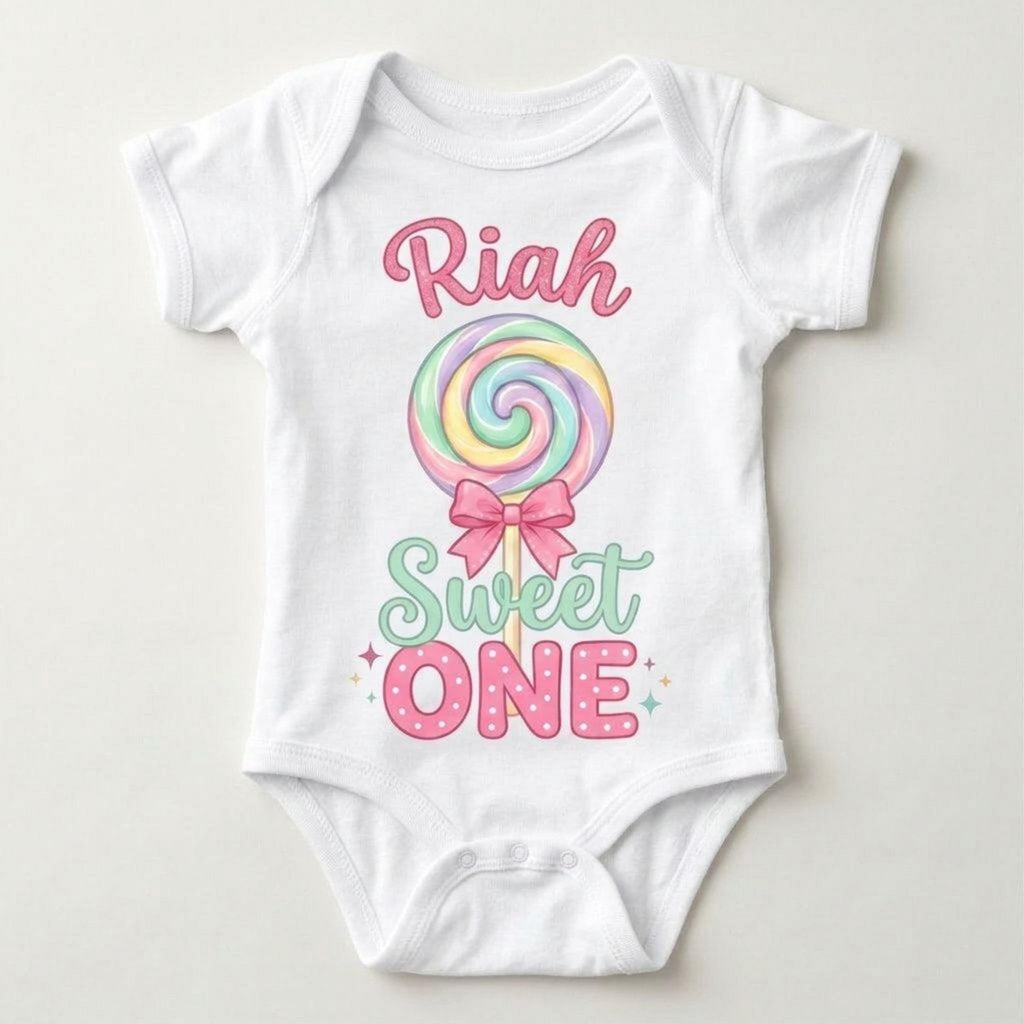 Custom Sweet ONE 1st Birthday Infant Ruffled Sleeves Onesie, TWO Sweet Personalized Name and Age Tee