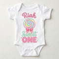 Custom Sweet ONE 1st Birthday Infant Ruffled Sleeves Onesie, TWO Sweet Personalized Name and Age Tee