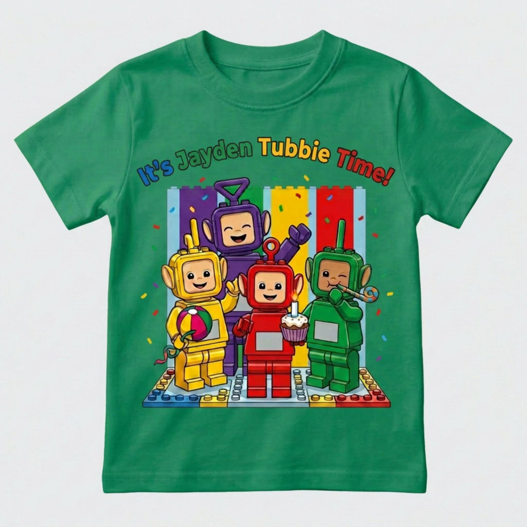 Custom Toddler Anime Blocks Birthday T-shirt, Personalize Boys and Girls Cartoon Tee