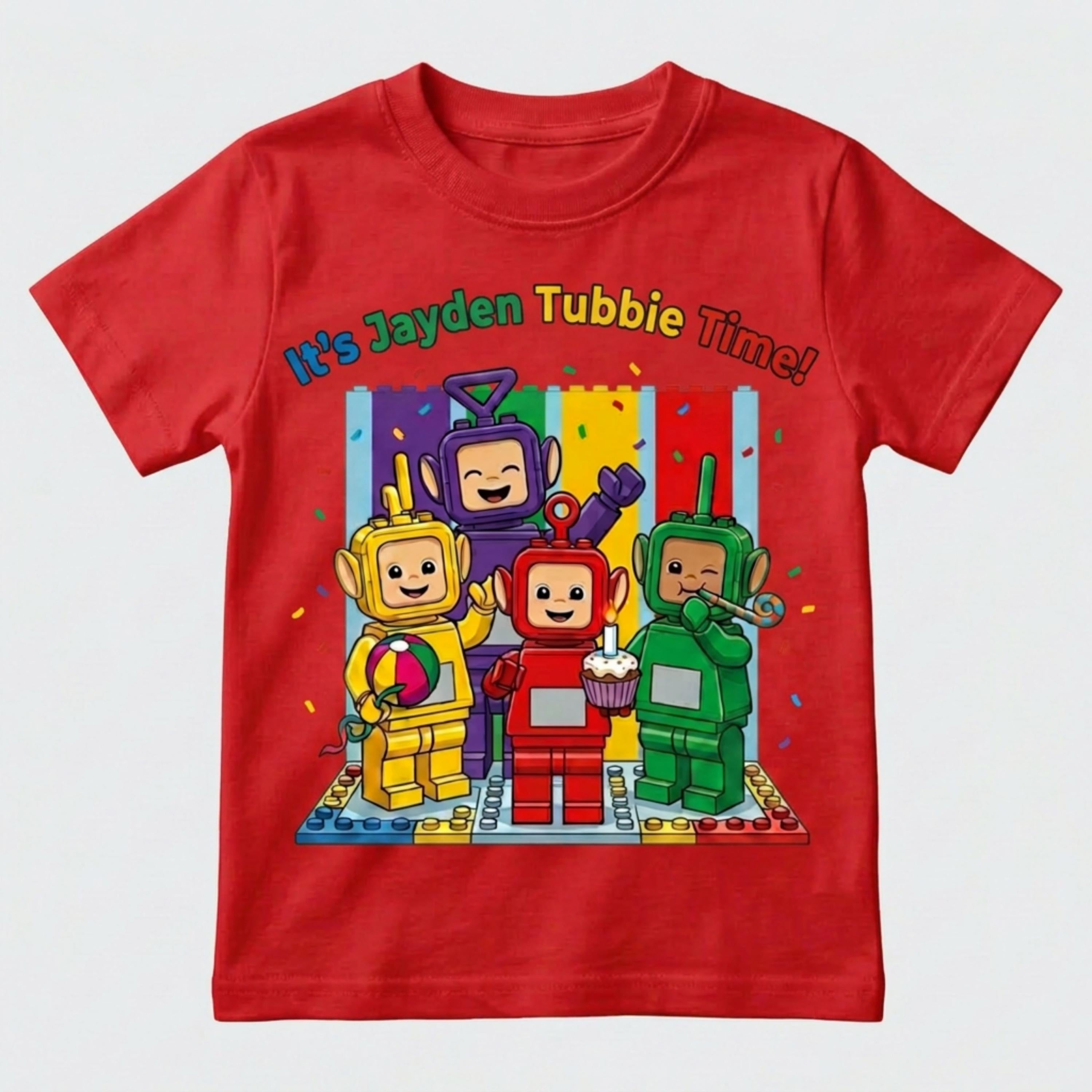Custom Toddler Anime Blocks Birthday T-shirt, Personalize Boys and Girls Cartoon Tee