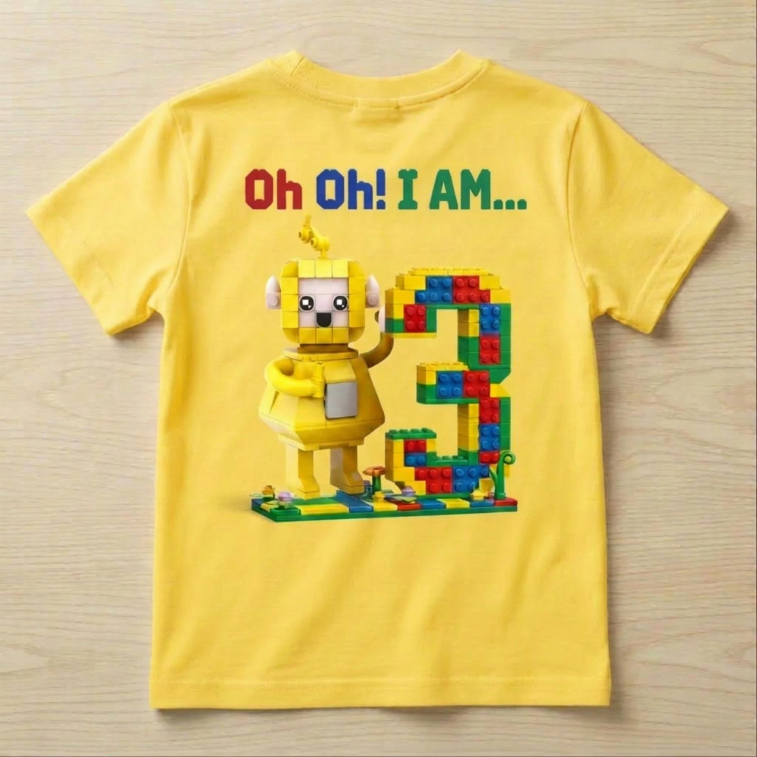 Custom Toddler Anime Blocks Birthday T-shirt, Personalize Boys and Girls Cartoon Tee