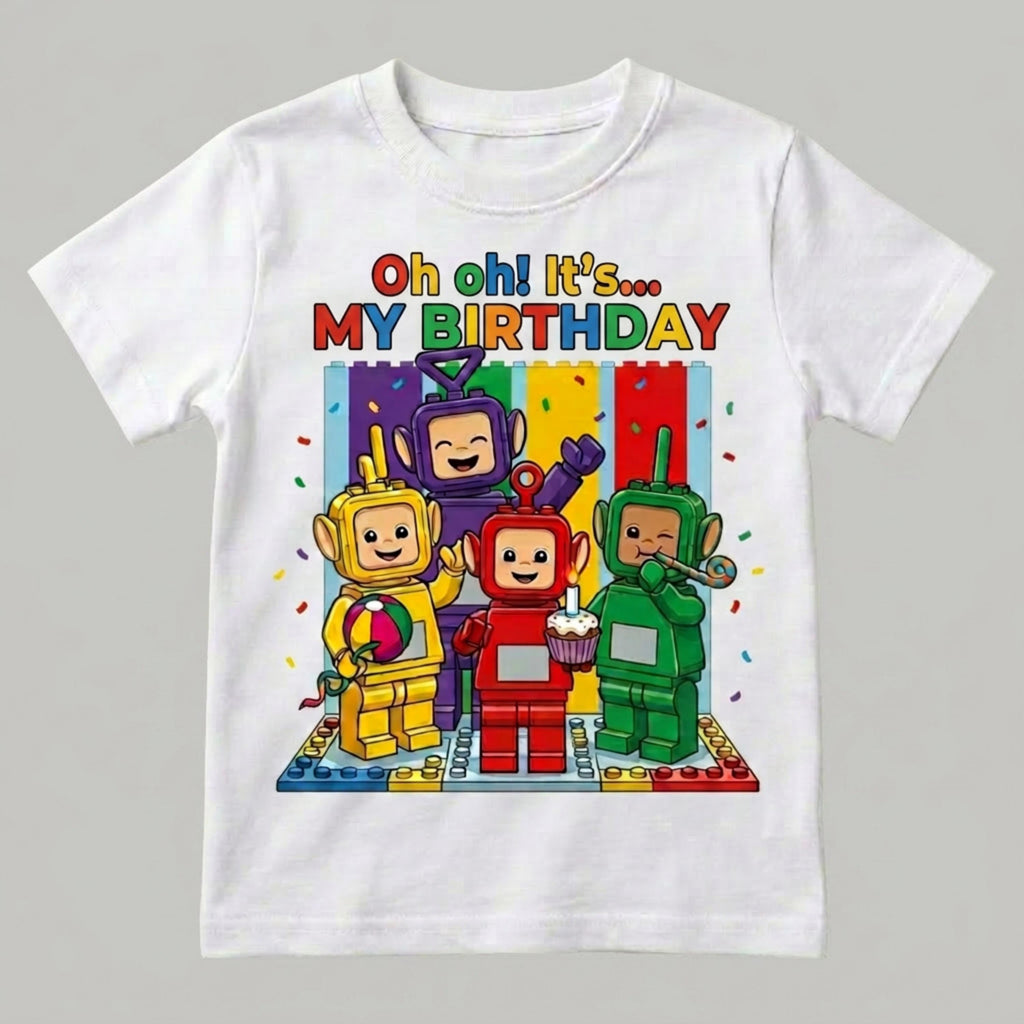 Custom Toddler Anime Blocks Birthday T-shirt, Personalize Boys and Girls Cartoon Tee