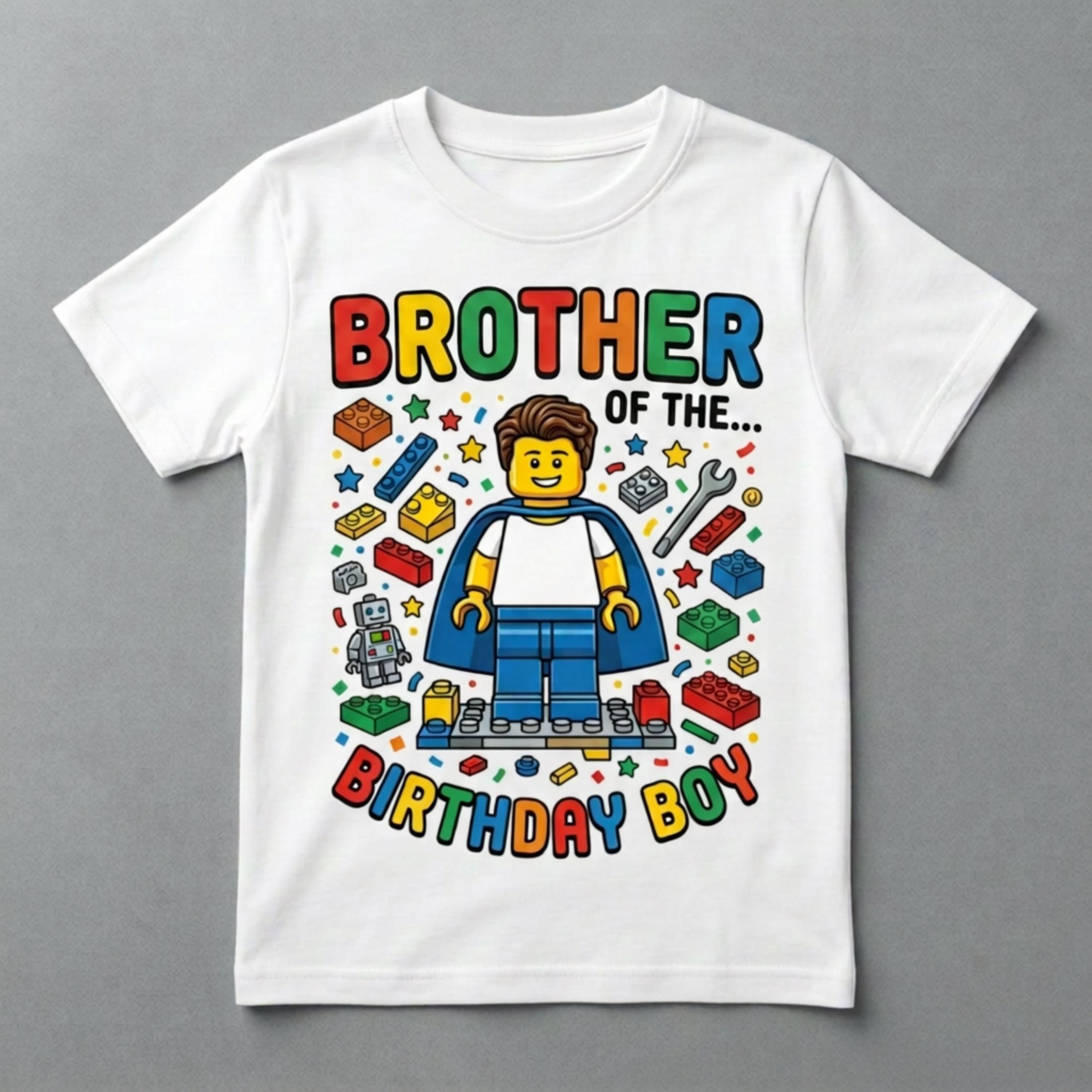 Custom Blocks Builder, Sister, Brother, and cousin of the Birthday Boy or Girl T-shirt, Personalized matching family Tee