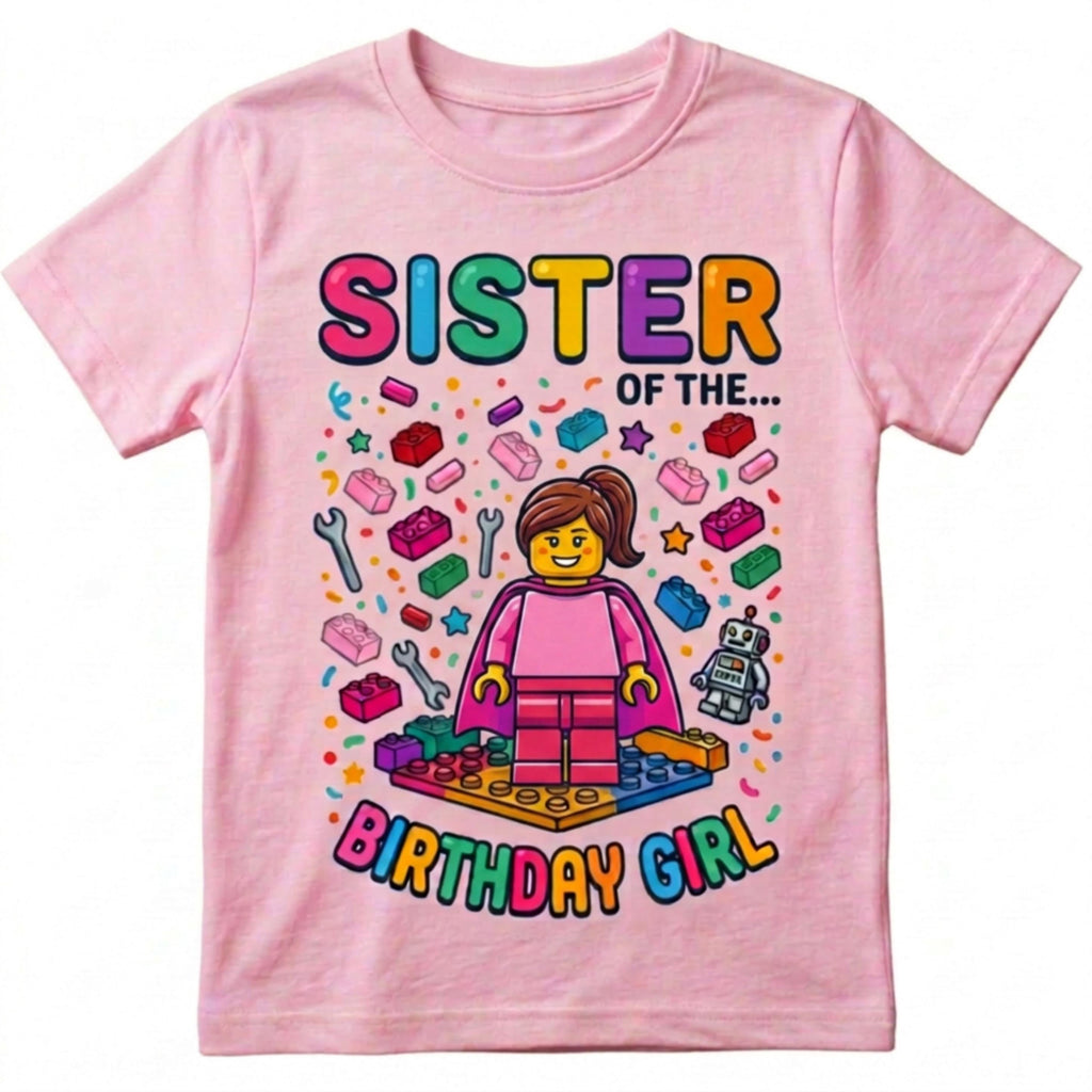 Custom Blocks Builder, Sister, Brother, and cousin of the Birthday Boy or Girl T-shirt, Personalized matching family Tee