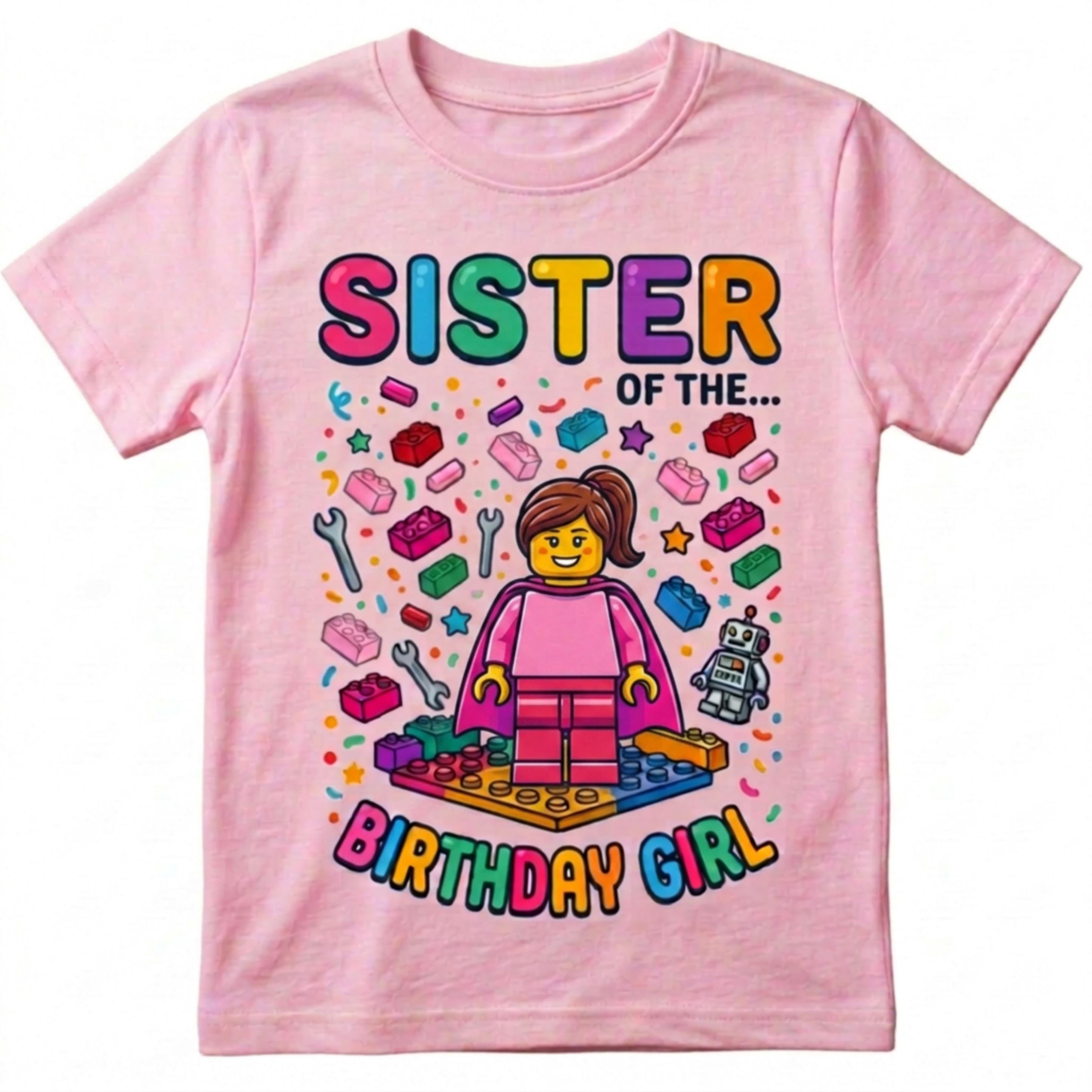 Custom Blocks Builder, Sister, Brother, and cousin of the Birthday Boy or Girl T-shirt, Personalized matching family Tee