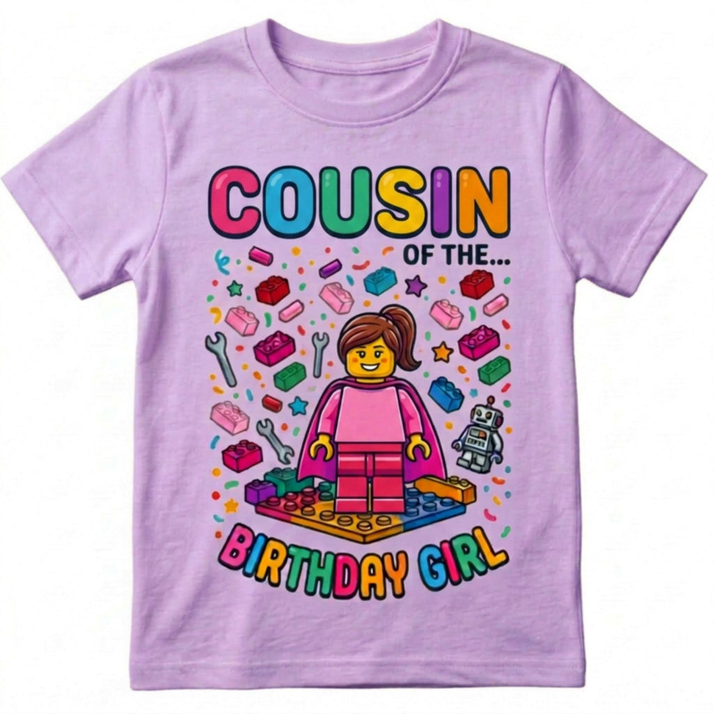 Custom Blocks Builder, Sister, Brother, and cousin of the Birthday Boy or Girl T-shirt, Personalized matching family Tee