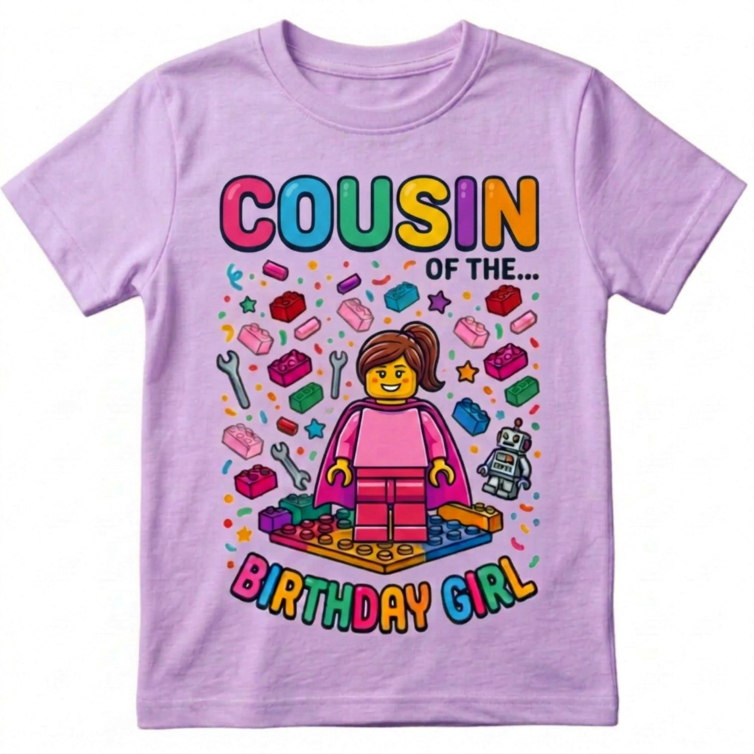 Custom Blocks Builder, Sister, Brother, and cousin of the Birthday Boy or Girl T-shirt, Personalized matching family Tee