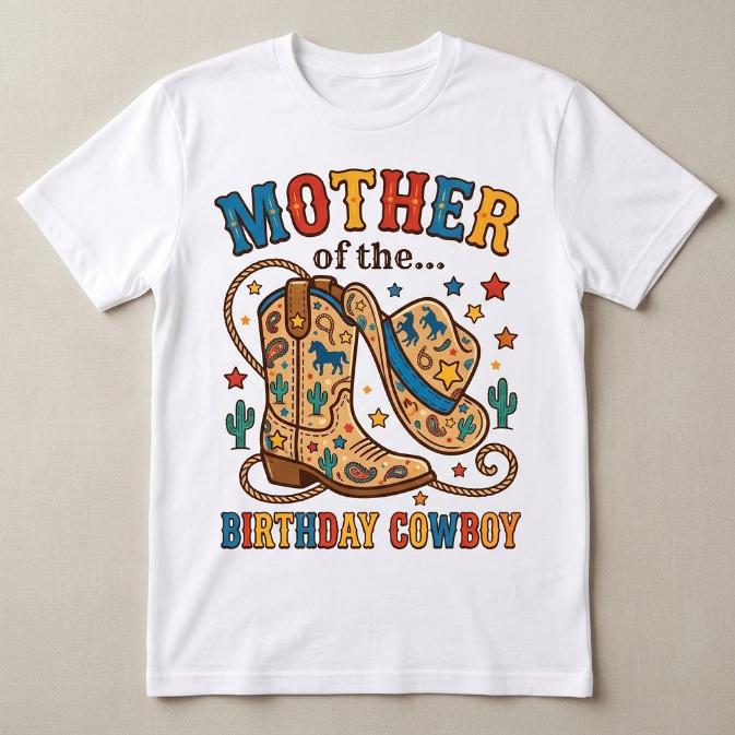Mother, Father, of the Birthday CowGirl Unisex t-shirt, Rodeo theme matching Tee