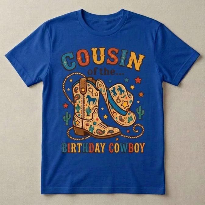 Sister, Brother of the Birthday CowGirl & Cowboy Kids T-shirt, matching family Rodeo theme party Tee