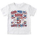 Custom Little Miss USA 5th Birthday T-Shirt, Personalized Name Tee, US Flag Design
