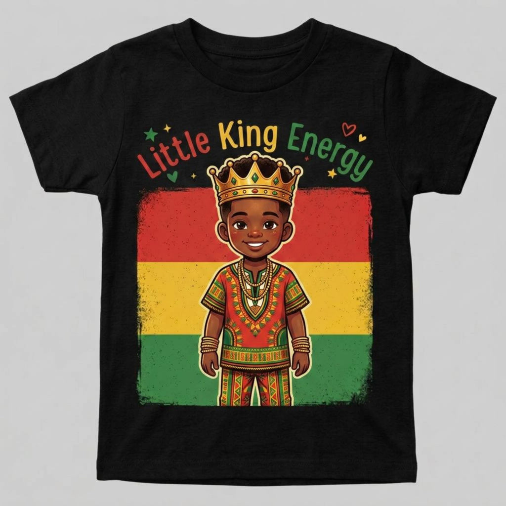Little Queen King Energy Juneteenth Kids Afro Shirt, Black History month Culture Juneteenth
