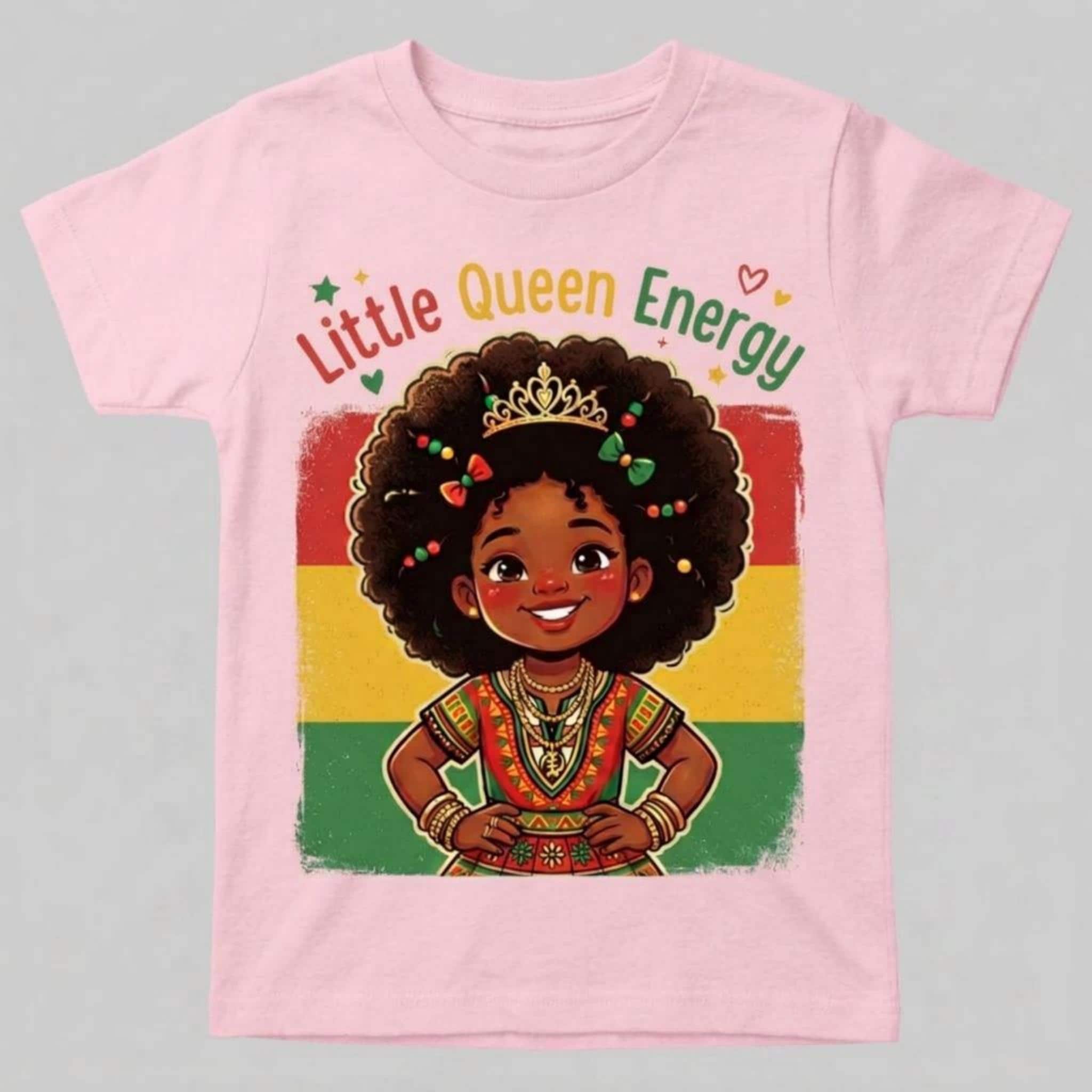 Little Queen King Energy Juneteenth Kids Afro Shirt, Black History month Culture Juneteenth