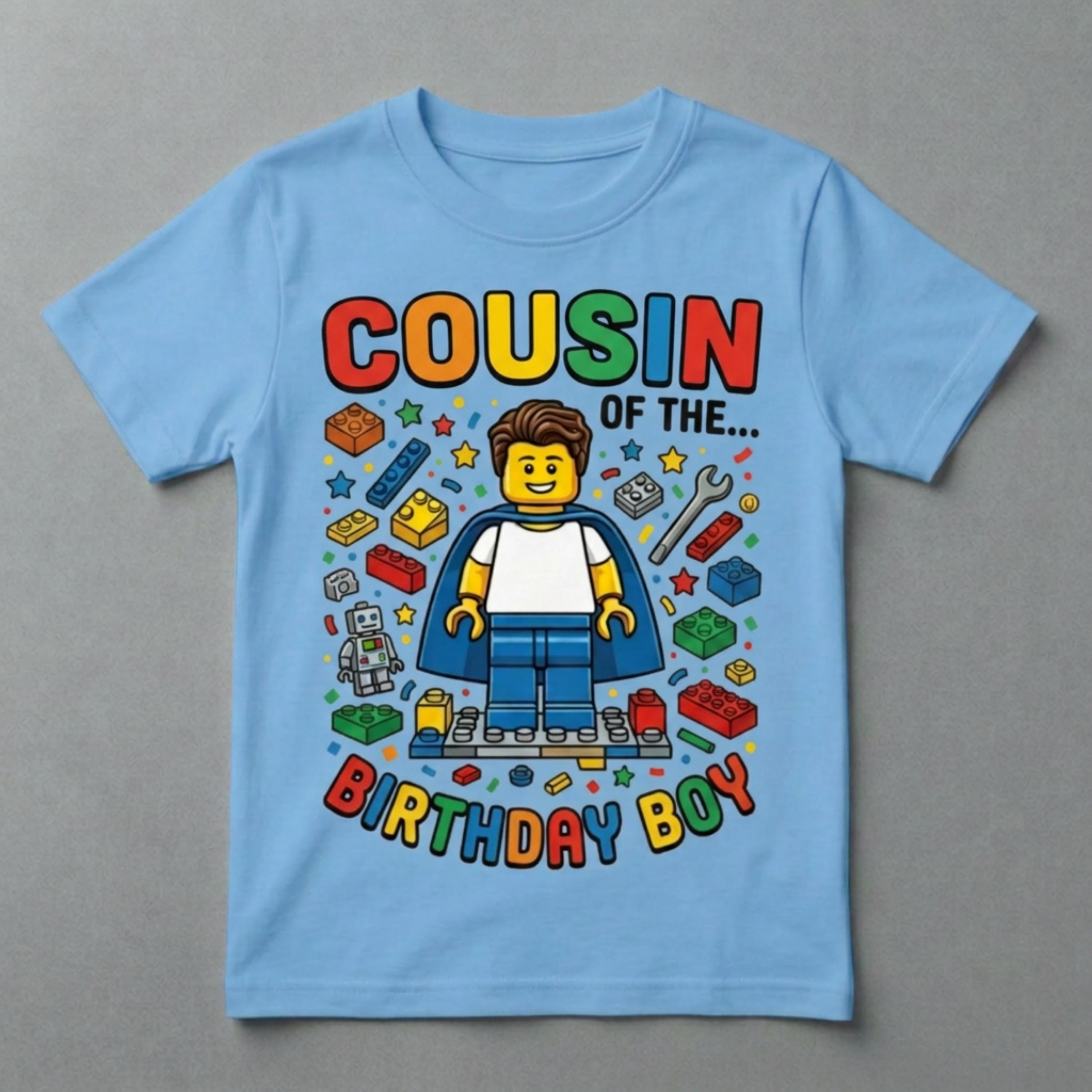 Custom Blocks Builder, Sister, Brother, and cousin of the Birthday Boy or Girl T-shirt, Personalized matching family Tee
