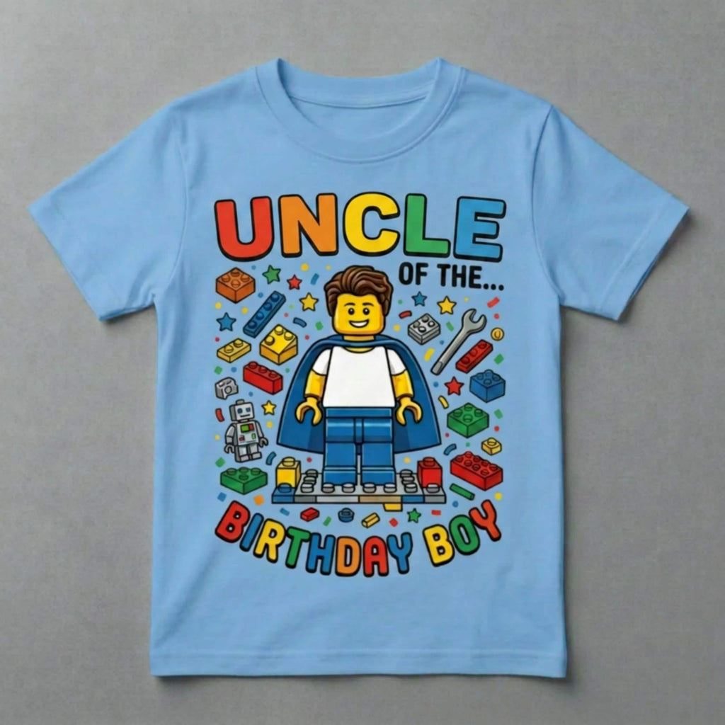 Custom Blocks Builder, Mother, Father, Auntie, and Uncle of the Birthday Unisex T-shirt, Personalized matching family Tee