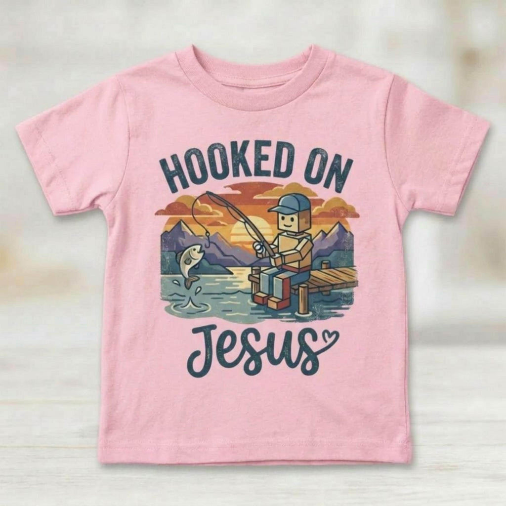 Retro Vintage "Hooked On Jesus" Kids Christian T-Shirt