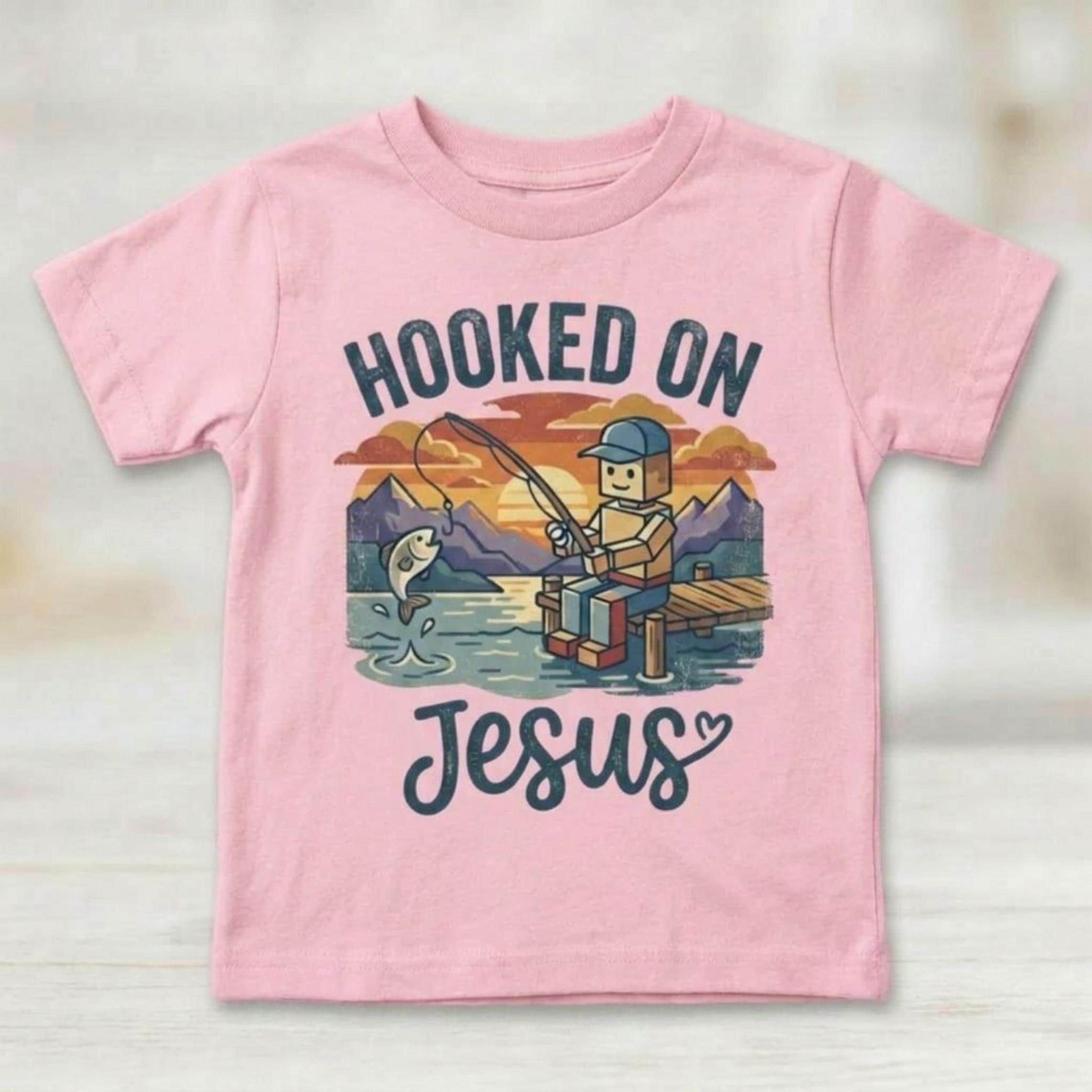 Retro Vintage "Hooked On Jesus" Kids Christian T-Shirt
