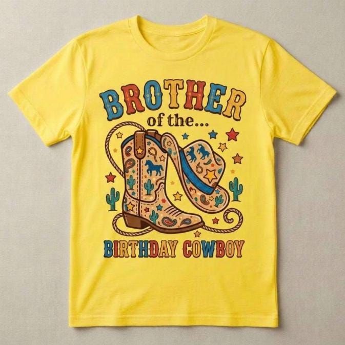 Sister, Brother of the Birthday CowGirl & Cowboy Kids T-shirt, matching family Rodeo theme party Tee