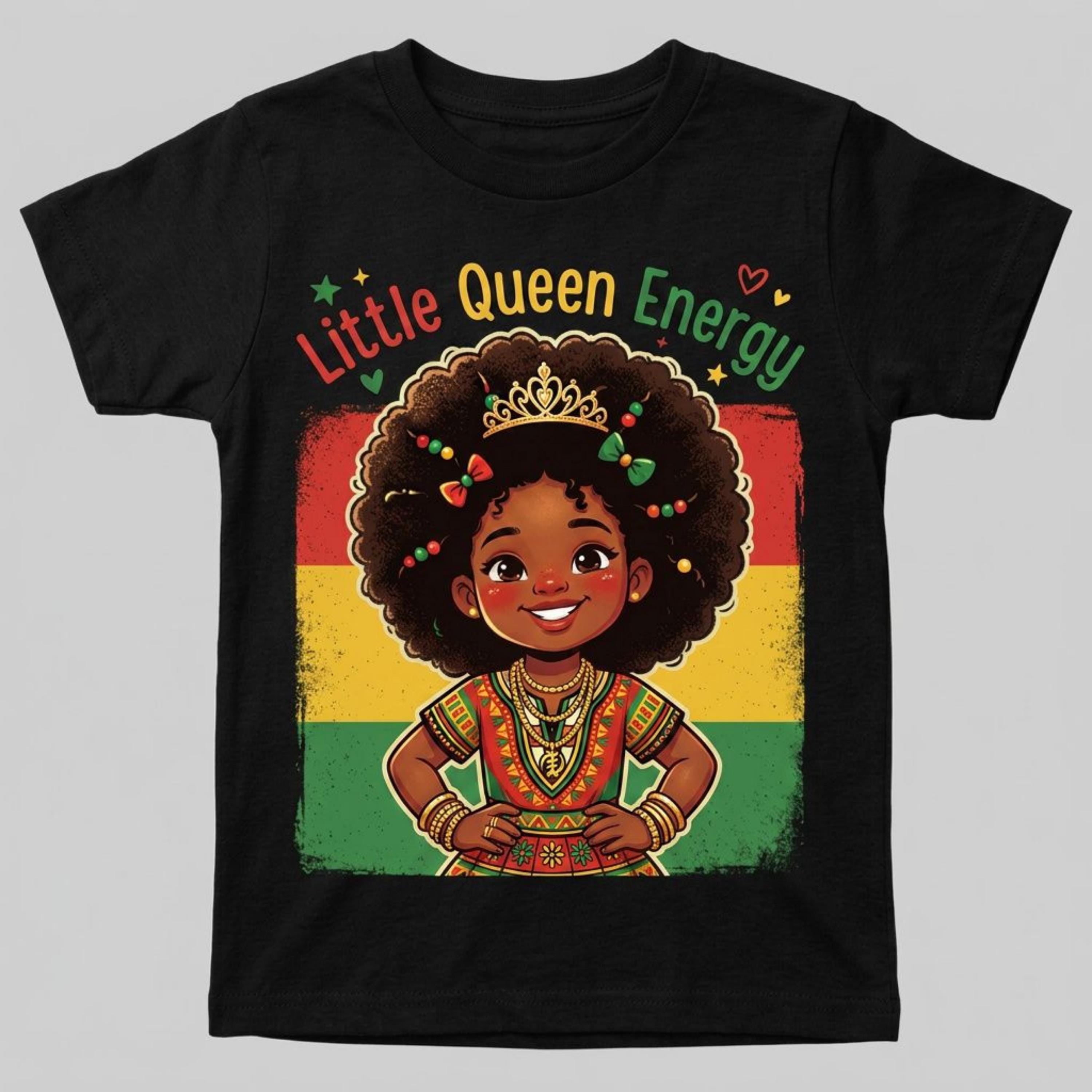 Little Queen King Energy Juneteenth Kids Afro Shirt, Black History month Culture Juneteenth
