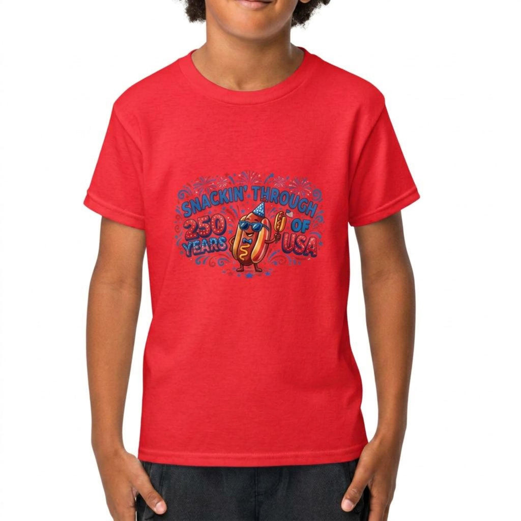 Snakin' Through 250 Years of USA Anniversary Hotdog Graphic T-Shirt, 4th of July Toddler & Youth Tee