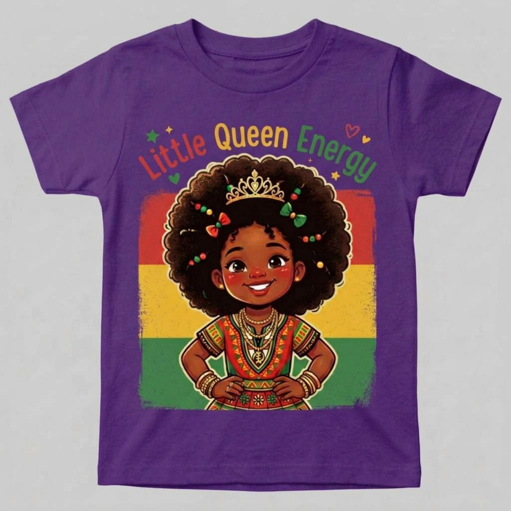Little Queen King Energy Juneteenth Kids Afro Shirt, Black History month Culture Juneteenth
