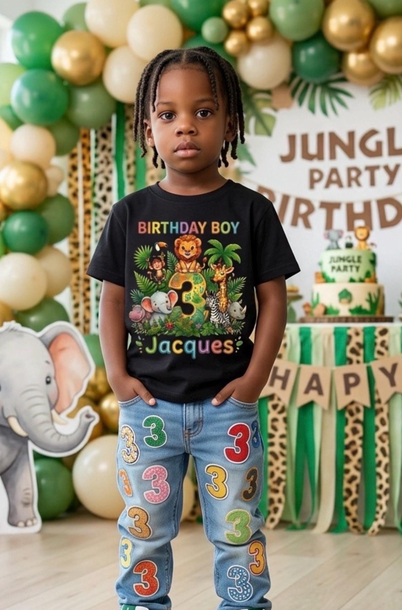 Custom Safari Birthday Boy Shirt, Personalized Jungle Animals Tee