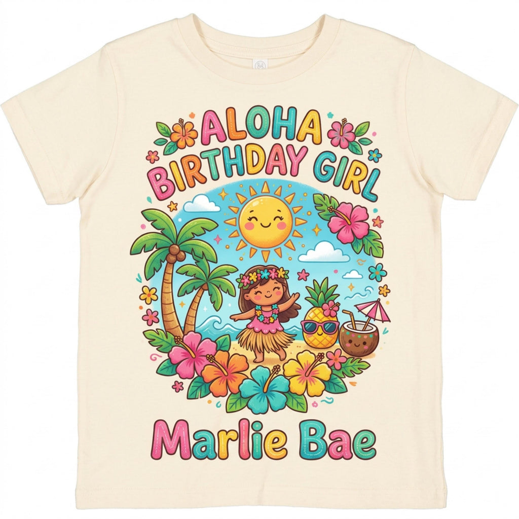 Aloha Birthday Girl Personalize Summer Birthday T-Shirt