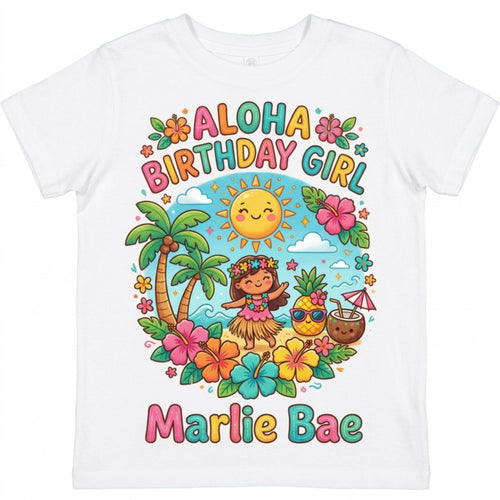 Aloha Birthday Girl Personalize Summer Birthday T-Shirt