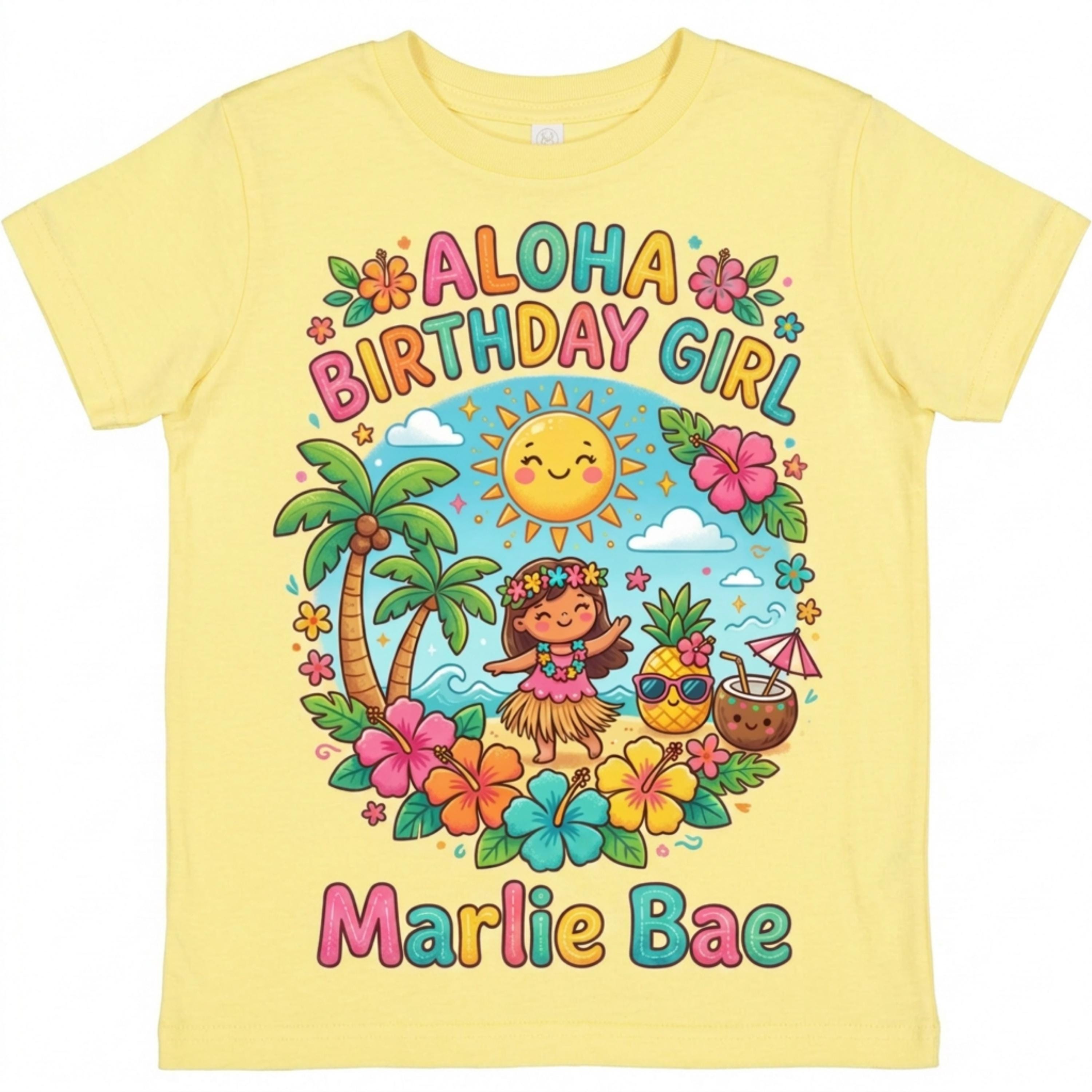 Aloha Birthday Girl Personalize Summer Birthday T-Shirt