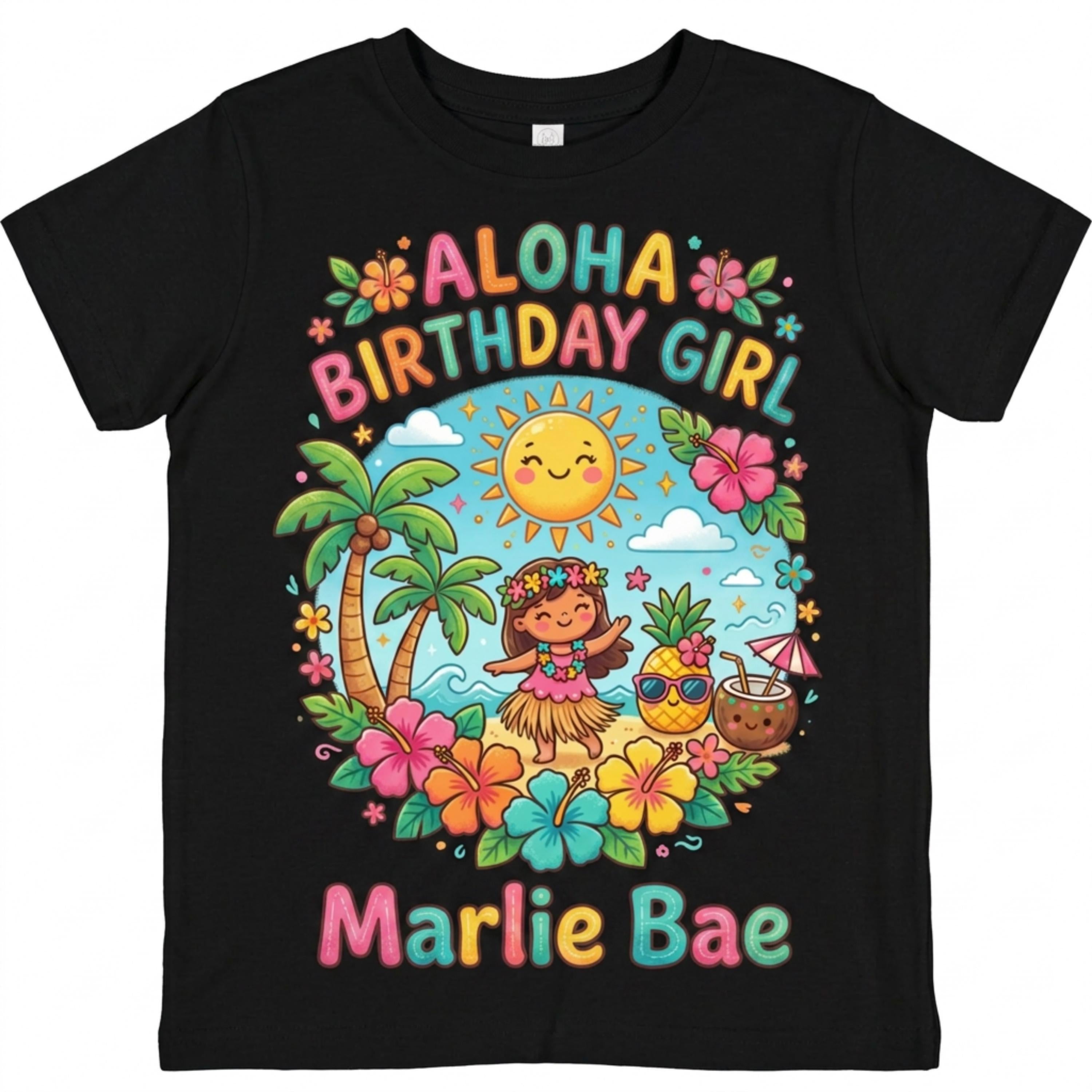 Aloha Birthday Girl Personalize Summer Birthday T-Shirt