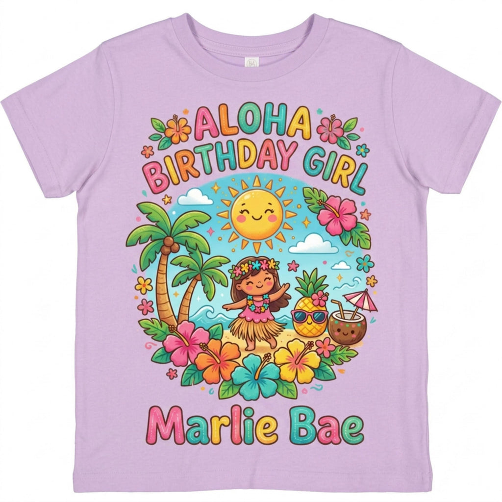 Aloha Birthday Girl Personalize Summer Birthday T-Shirt