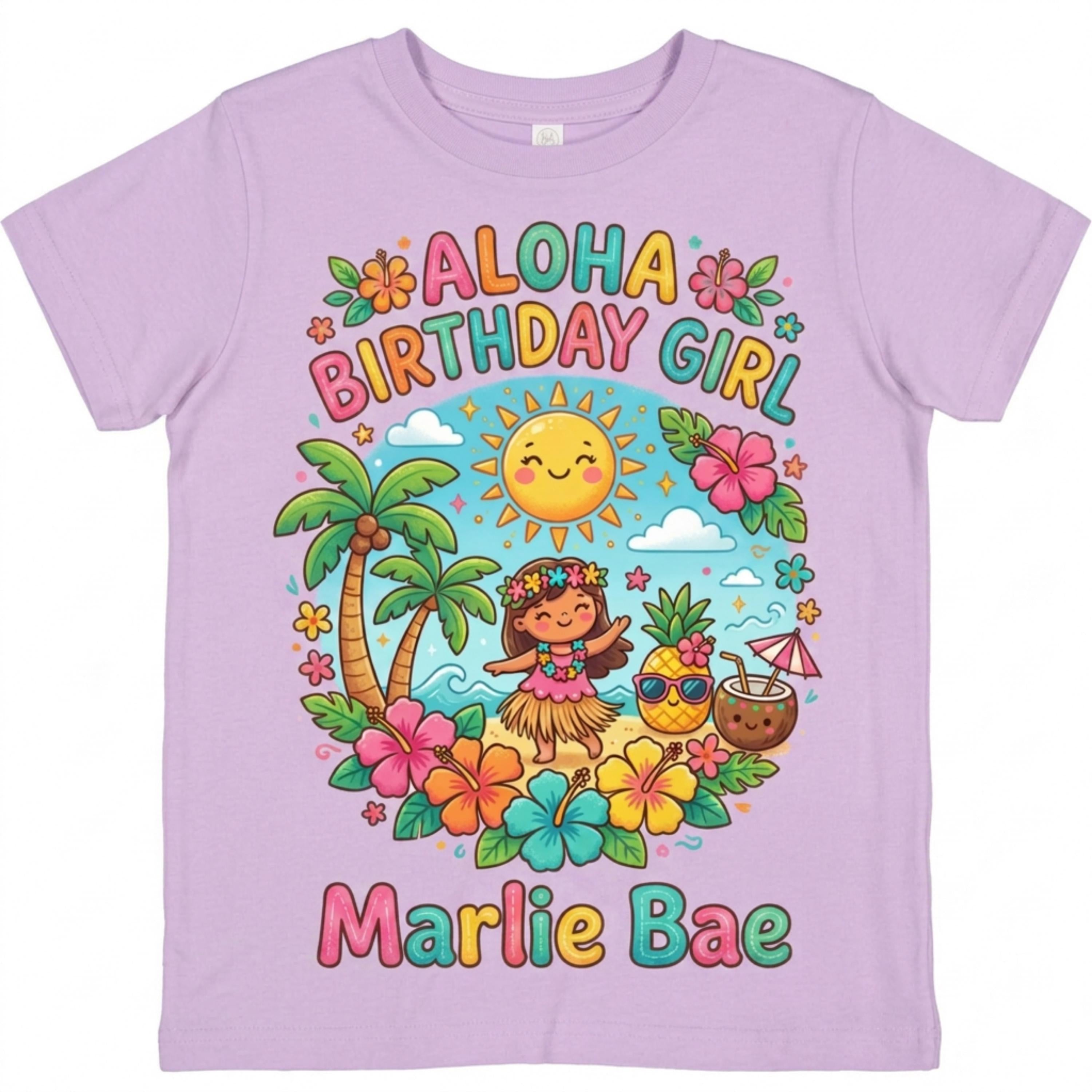 Aloha Birthday Girl Personalize Summer Birthday T-Shirt