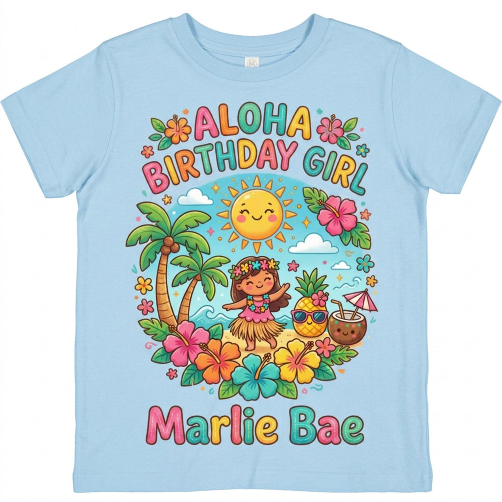 Aloha Birthday Girl Personalize Summer Birthday T-Shirt