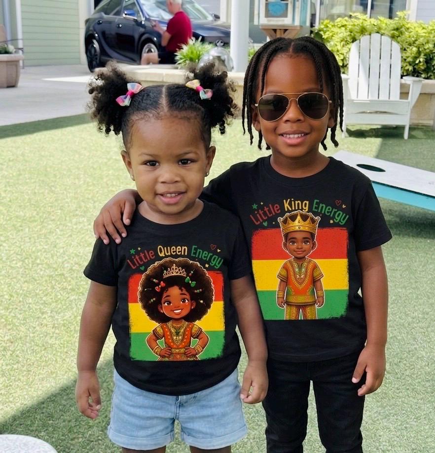 Little Queen King Energy Juneteenth Kids Afro Shirt, Black History month Culture Juneteenth