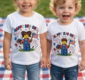 Blocks Builder Happy 250 USA 4th of July Flag kids T-shirt