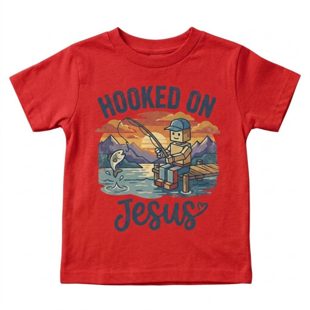 Retro Vintage "Hooked On Jesus" Kids Christian T-Shirt