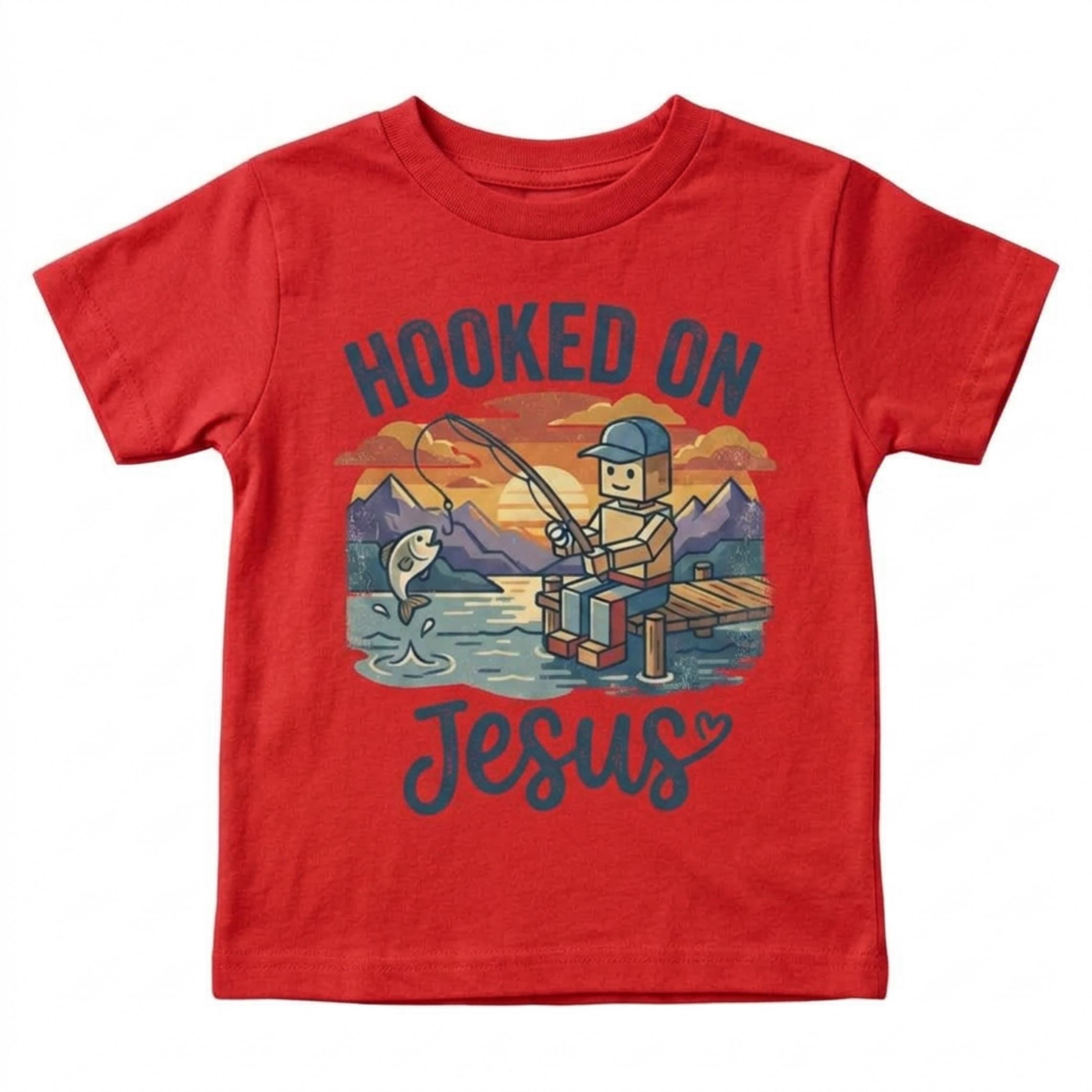 Retro Vintage "Hooked On Jesus" Kids Christian T-Shirt