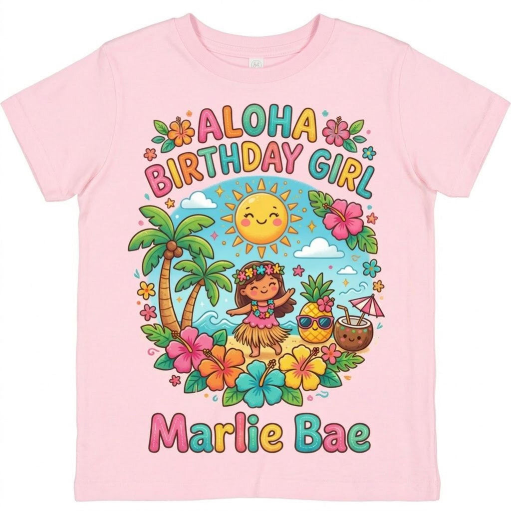 Aloha Birthday Girl Personalize Summer Birthday T-Shirt