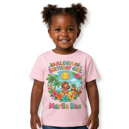Aloha Birthday Girl Personalize Summer Birthday T-Shirt